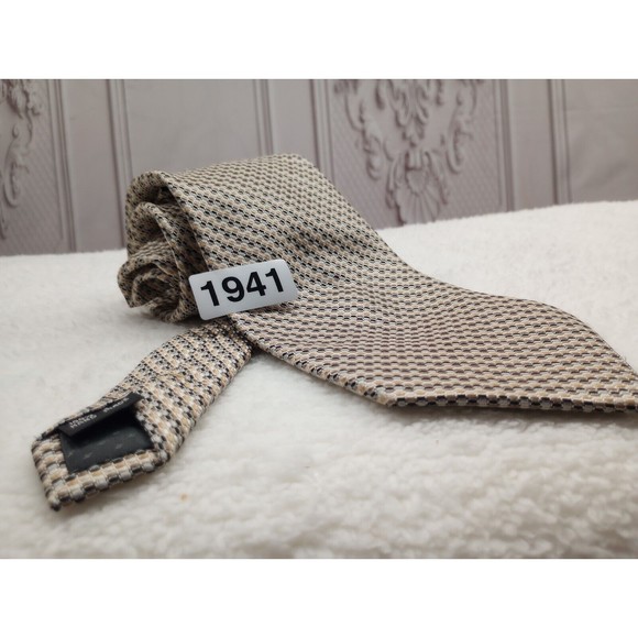 Studio Milan Men's Luxury Tie 100% Silk Handmade Gold Multicolored Classic EUC - Picture 10 of 14